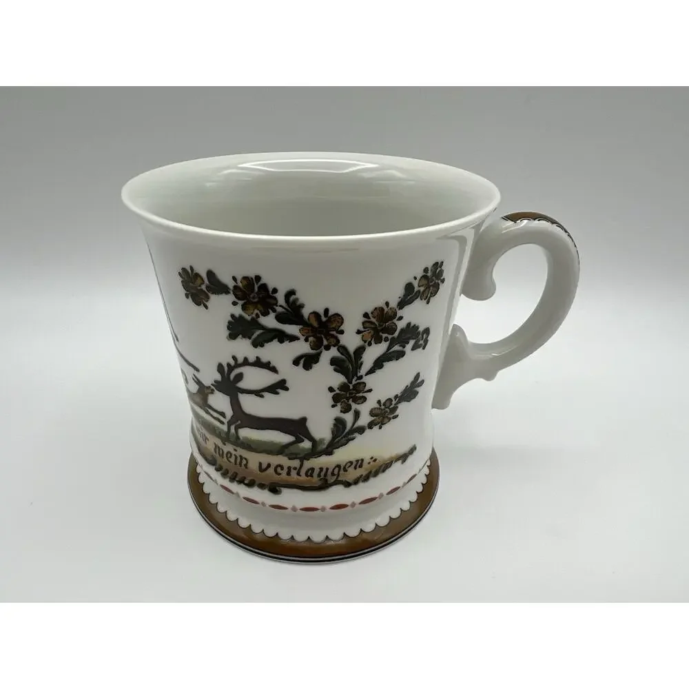 Vintage Kurt Hammer Folk Art XL 14oz Shaving Mug with Hunting Scene West Germany